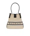 Balmain Release Bucket Bag In Canvas And Calfskin In Sand