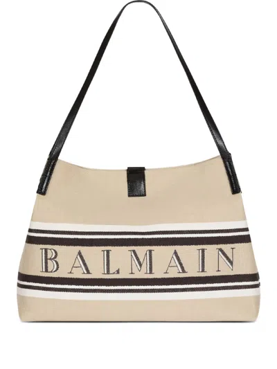 Balmain Release Canvad And Leather Medium Tote