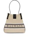 Balmain Release Bucket Bag In Canvas And Calfskin