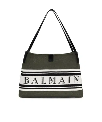 Balmain Letter Shoulder Bag In Green
