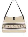 Balmain Medium Release Shopper Bag In Canvas And Calfskin In Brown