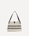 Balmain Medium Release Shopper Bag In Canvas And Calfskin In Multi