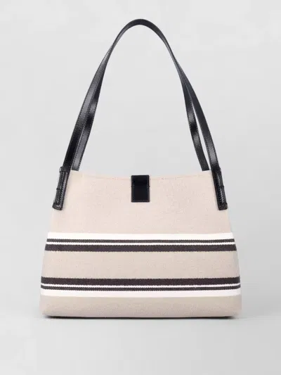 Balmain Release Small Canvas Leather Shopper Bag