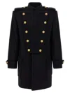 Balmain Double-breasted Embellished Wool And Cashmere-blend Coat In Black