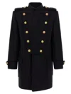 Balmain Double-breasted Embellished Wool And Cashmere-blend Coat In Black