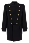 Balmain Double-breasted Embellished Wool And Cashmere-blend Coat In Black