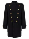 Balmain Double-breasted Embellished Wool And Cashmere-blend Coat In Black