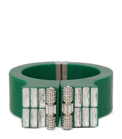 Balmain Rhinestone-embellished Chunky Bracelet In Green