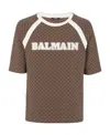 Balmain Retro Mini Monogram-print T-shirt In Brown