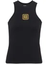 Balmain Sleeveless Top With Pb In Black