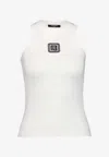 Balmain Fitted Cotton Racerback Top In White