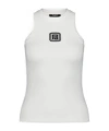 Balmain Fitted Cotton Racerback Top In White