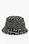 Balmain Reversible Bucket Hat With All-over Monogram In Black