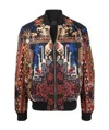 Balmain Reversible Patchwork Print Nylon Bomber Jacket In Black