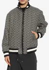 Balmain Black Monogram Reversible Bomber Jacket In Monochrome