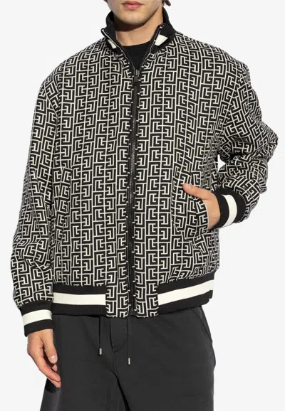 BALMAIN REVERSIBLE LOGO MONOGRAM BOMBER JACKET