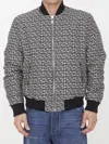 Balmain Monogram Reversible Bomber Jacket Geometric Pattern In Black