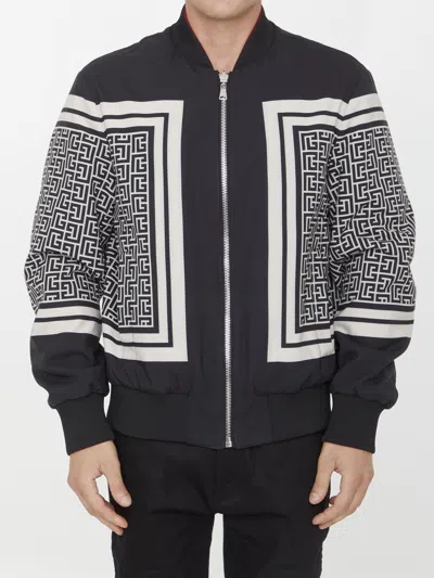 Balmain Monogram-print Reversible Bomber Jacket In Multi