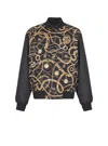 Balmain Silk Reversible Chain Bomber Jacket In Black