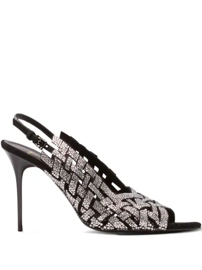 Balmain Rhinestone-detail Sandals In Black