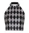 Balmain Diamond Print Crystal Embellished Top In Black