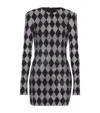 Balmain Embellished Diamond Mini Dress In Black