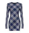 Balmain Gingham Rhinestone Mini Dress In Navy
