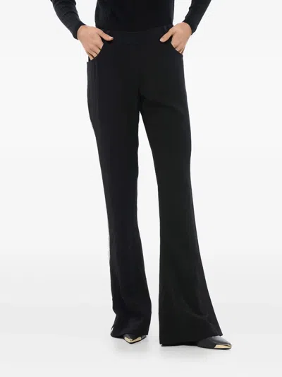 Balmain Rhinestone-embellished Flared Trousers In Black