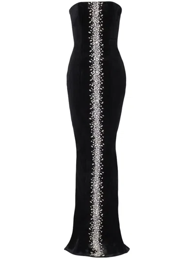 Balmain Rhinestone-embellished Maxi Dress In Black