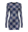 Balmain Gingham Rhinestone Mini Dress In Blue