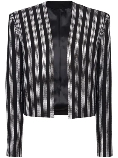 Balmain Rhinestone-embellished Spencer Jacket In Black