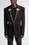 Balmain Rhinestone Palm Lapel Jacket In Black/crystal