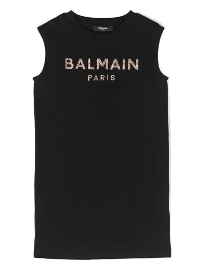 BALMAIN RHINESTONED SLEEVELESS DRESS