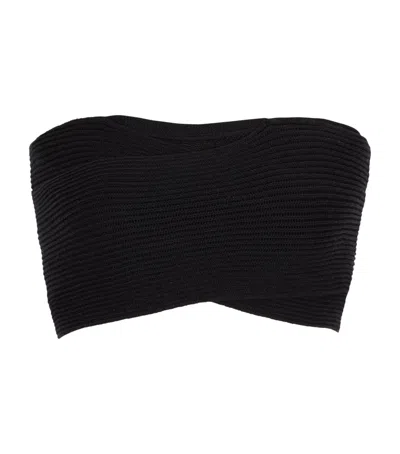Balmain Rib-knit Bandeau Top In Black