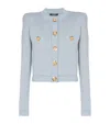 Balmain Buttoned Striped Knit Crop Cardigan