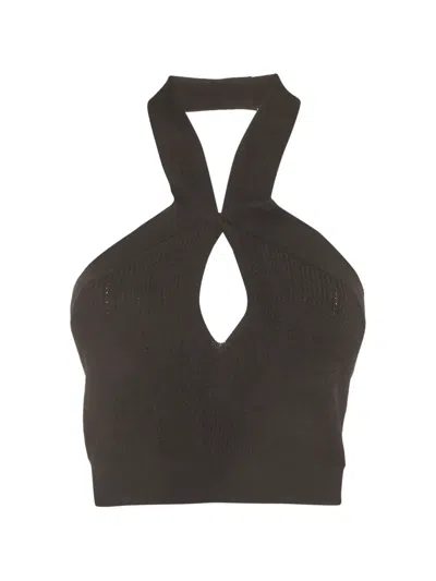 Pre-owned Balmain Rib Knit Cut-out Top In Black