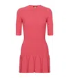 Balmain Keyhole Neck Ribbed Flutter Skirt Mini Dress In Pink