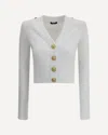 Balmain V-neck Cable Knit Cardigan With Gold-tone Buttons