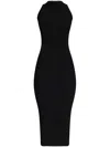 Balmain Cutout Ribbed-knit Halterneck Midi Dress In Black