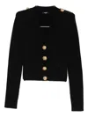 Balmain Ribbed Button-up Cardigan In Black