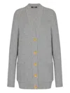 Balmain Ribbed Buttoned Cardigan In Gray