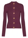 Balmain Fine Knit Cardigan With Buttons In Purple