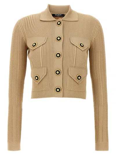 BALMAIN RIBBED CARDIGAN