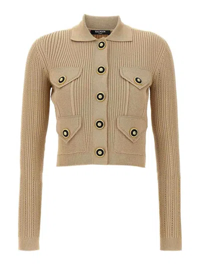 BALMAIN RIBBED CARDIGAN