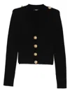 Balmain Women Ribbed Cardigan With Buttons In Black