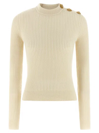 Balmain Ribbed Cashmere And Virgin Wool Sweater In Neutral