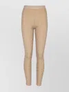 Balmain Ribbed Contrast Knit Leggings With High Waist In Neutral
