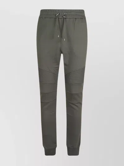 Balmain Flocked-logo Cotton Joggers In Green