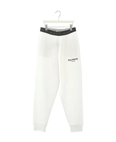 Balmain Ribbed Cuff Track Pants In White
