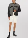 Balmain Ribbed Cuffs And Hem Contrast Sleeves Jacket In Black